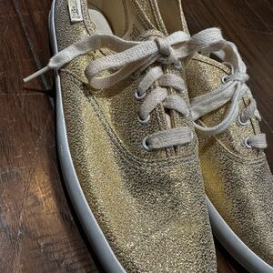 Vintage Pacific Express Gold Sparkle Women's Sneakers size 8